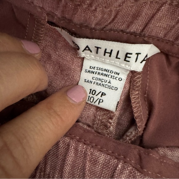 Athleta active leisure linen Dusty Rose Wide Leg Pants size 10P - Picture 9 of 9